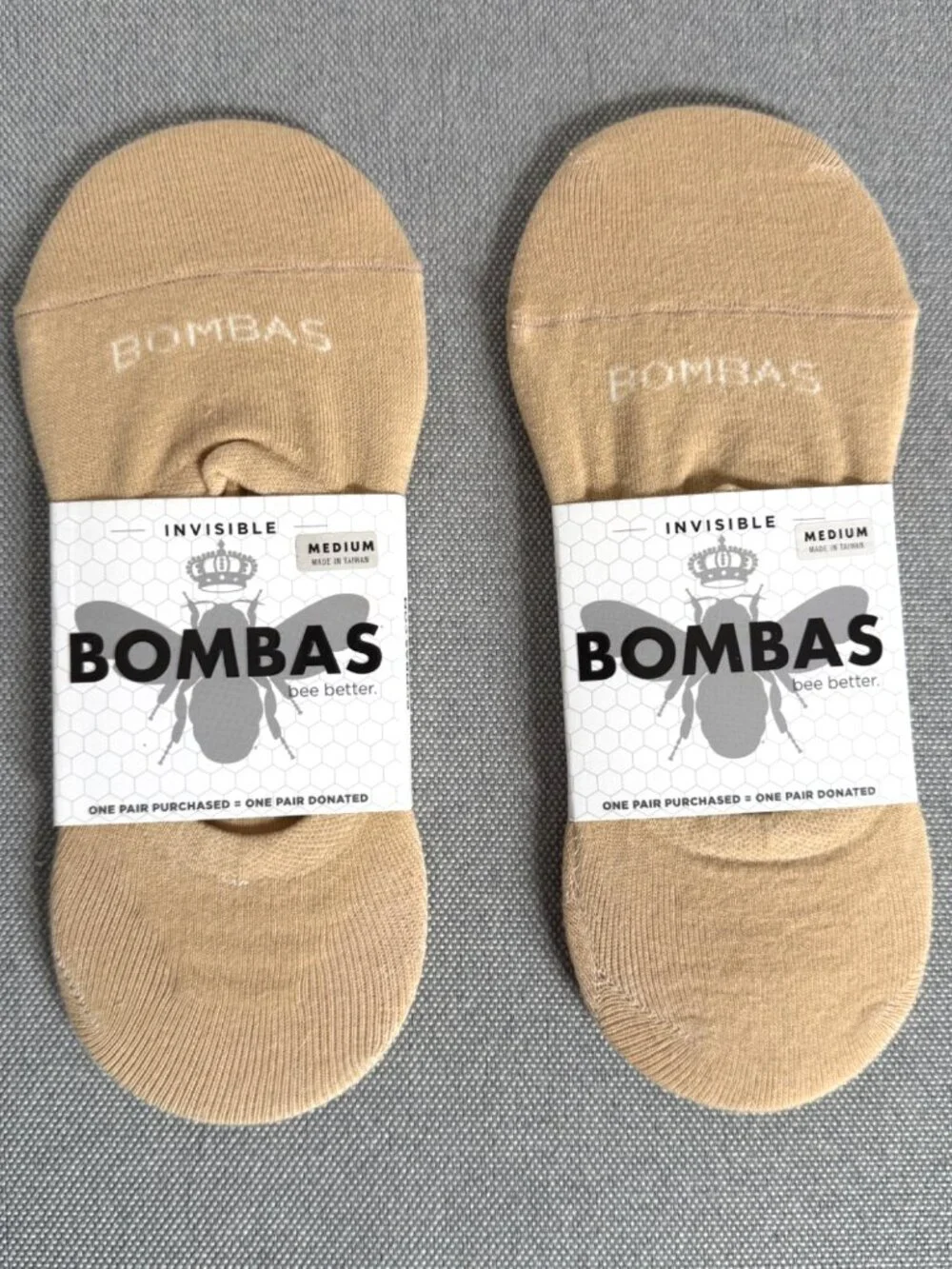 *2 Pair* Invisible No-Show Socks MEDIUM 8-10.5 Beige Nude Lightweight